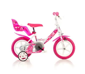 DINO BIKES Dětské kolo CSK5124 bílo-růžové / 12" kola / odnímatelná balanční kolečka / nastavitelné sedlo