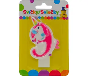 SPARKYS Narozeninová svíčka Jednorožec, číslo 9 / Párty dekorace