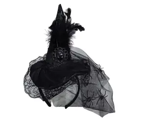 SPARKYS Čelenka Halloween klobouček a pavouci / Doplněk ke kostýmu / Karneval / černá