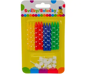 SPARKYS Narozeninová svíčka barevná s držákem / 12 ks / výška 15,5 cm