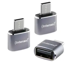 Intenso A480C antracitová / Adaptér USB-A na USB-C / Hliníkové tělo / 3 ks / USB 2.0