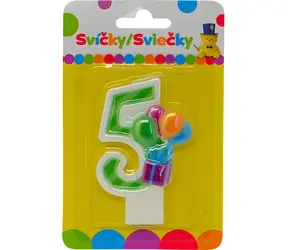 SPARKYS Narozeninová svíčka s balónky č. 5 / Párty dekorace / 1 ks