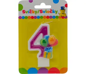 SPARKYS Narozeninová svíčka s balónky č. 4 / Párty dekorace / 1 ks