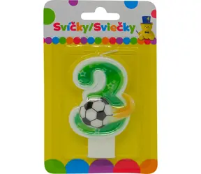 SPARKYS Narozeninová svíčka s míčem a číslem 3 / Výška 14 cm