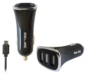 Beline Autonabíječka 3xUSB + microUSB kabel černá / Autonabíječka / 3x USB / microUSB / 4A