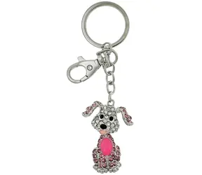 PINK Přívěsek na klíče pes s růžovým kamenem / 15,5 cm