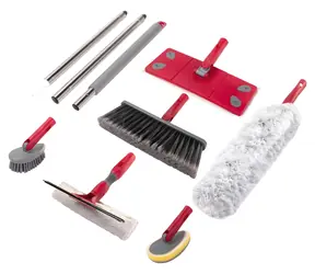 Lamart Clean LT8070 červená / Úklidový set / 7 ks / Tyč z nerezové oceli 120 cm / Plast
