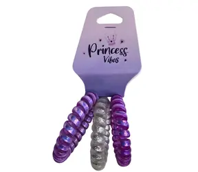 SPARKYS Spirálová gumička do vlasů PINK fialová a stříbrná / 3 ks