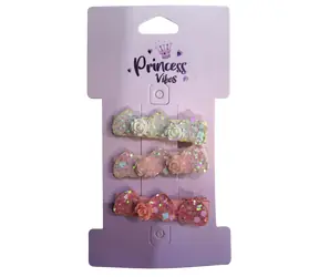 SPARKYS Sponky do vlasů PINK Růže / Třpytivé sponky do vlasů / 3 ks / bílo-stříbrná, světle růžová, sytě růžová