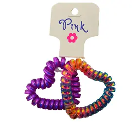 PINK Gumičky do vlasů srdce duhové, fialové / 2 ks