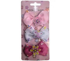 SPARKYS Sponky do vlasů PINK Mašle a květy / Textilní mašle s klipem / 3 ks