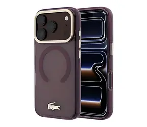 Lacoste MagSafe Kryt pro iPhone 18 Pro bordová / Kryt / PC/TPU / Matný vzhled / Zlaté logo