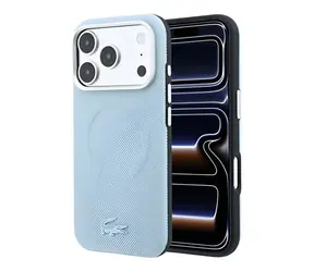 Lacoste PVC Petit Pique Semi Wrap Embossed modrá / Zadní kryt / iPhone 18 Pro / MagSafe