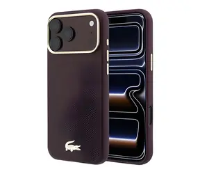 Lacoste PU Leather Champs Elysees Gold Logo bordová / Zadní kryt / iPhone 18 Pro / MagSafe