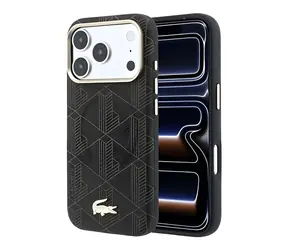 Lacoste PVC Semi Wrap Blend Embossed hnědá / Zadní kryt / iPhone 18 Pro Max / MagSafe