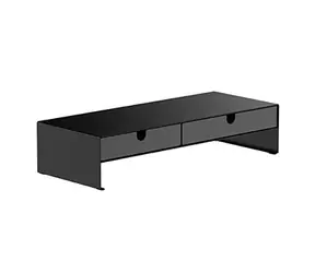 Powerton ERGO NIVEL černá / Podstavec pod monitor / 2 zásuvky / nosnost 20 kg / ocel