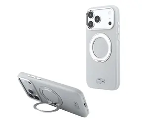 Lacoste PVC Petit Pique Semi Wrap Ring Stand světle šedá / Zadní kryt / iPhone 18 Pro / MagSafe