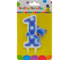 SPARKYS Narozeninová svíčka JUMBO 1 klučičí / Výška 17 cm / od 1 roku