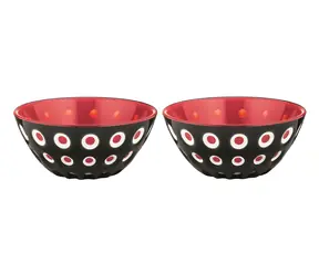 Guzzini LE MURRINE černá, bílá, červená / Miska / sada 2 ks / 12,5 cm / akrylát