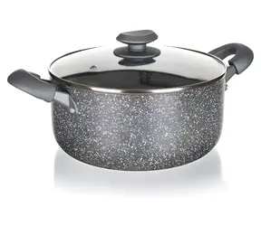 Banquet Granite PR 18x8,5 cm / Hrnec / Nepřilnavý povrch / Skleněná poklice / Pro indukci