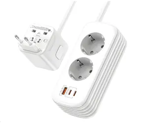 Viking PQ30 / Cestovní adaptér / USB-C PD 30W / USB-A QC 18W / 2x AC zásuvka / 200+ zemí