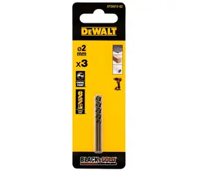 DeWalt Sada vrtáků do kovu / Průměr 2 mm / Délka 34 mm / HSS / 3 ks