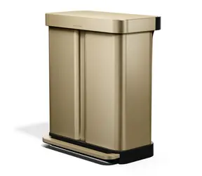Simplehuman 58 l (34/24) matná zlatá, FPP / Pedálový odpadkový koš na tříděný odpad / 34 l + 24 l / ocel