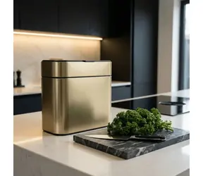 Simplehuman Odpadkový koš na kompostovatelný odpad 4 l matně zlatá / Odpadkový koš / nerezová ocel / víko