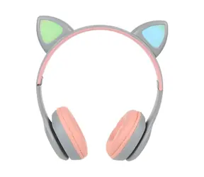 X-SITE CAT MZ47 šedo-růžová / Sluchátka / Bluetooth / Mikrofon / Skládací design
