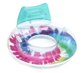 BESTWAY Nafukovací kruh Tie Dye / Průměr 104 cm / Nosnost 90 kg / S opěradlem a úchyty