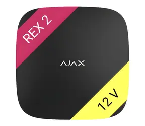 AJAX ReX 2 černá / Opakovač signálu / 12V / záložní akumulátor