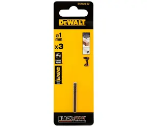 DeWalt Sada vrtáků do kovu / Průměr 1 mm / Délka 34 mm / HSS / 3 ks