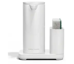 Simplehuman bezdotykový dávkovač mýdla bílá ocel / Dávkovač mýdla / 266 ml / IP67 / s držákem na houbičku