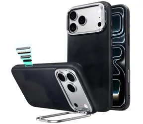 ESR Leather Kickstand MagSafe černá / Kryt / Apple iPhone 18 Pro Max, 17 Pro Max / MagSafe / Výklopný stojánek