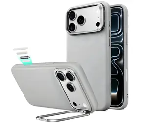 ESR Leather Kickstand MagSafe šedá / Kryt / Apple iPhone 18 Pro Max, 17 Pro Max / MagSafe / Výklopný stojánek