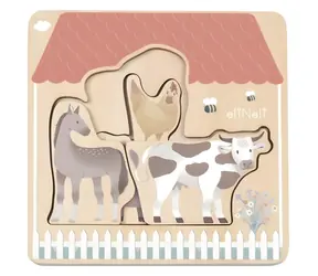 Dřevěné vícevrstvé puzzle Farma se zvířátky / Puzzle a vkládačka