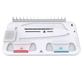 White Shark KIMURA PRO bílá / Chladicí stojan s nabíjecí stanicí / pro PS5, PS5 Slim, PS5 Pro / RGB podsvícení