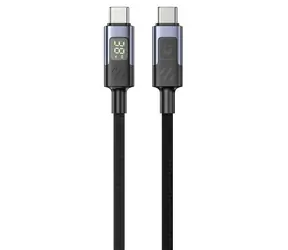 Unitek nabíjecí kabel USB-C - USB-C s displejem černá / Nabíjecí kabel / PD 60W / 480 Mbps / opletený / 1 m