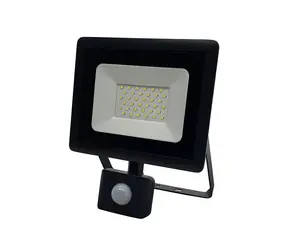 OKKO E011EIS LED reflektor se senzorem pohybu černý / 30W / 2550lm / 4000K / IP65 / dosah senzoru 10m