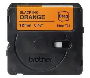 Brother BTAG-T31 / Páska do tiskárny štítků / černý tisk / oranžový podklad / 12 mm / 4 m