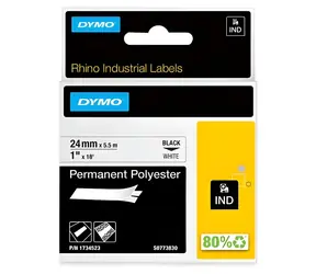 Dymo Rhino páska do štítkovače 5,5m bílá, černý tisk / Páska do tiskárny štítků / Polyesterová / RHINO