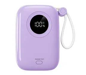Powerton ENERGY PASTEL EDITION fialová / Powerbanka / 10000 mAh / 22,5 W / 2x USB-C / integrované kabely