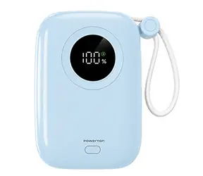 Powerton ENERGY PASTEL EDITION 10000mAh 22,5W modrá / Powerbanka s integrovanými kabely / 2x USB-C