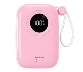 Powerton ENERGY PASTEL EDITION růžová / Powerbanka / 10000 mAh / 22,5 W / 2x USB-C / integrovaný kabel