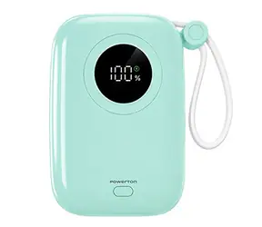 Powerton ENERGY PASTEL EDITION mintová / Powerbanka / 10000 mAh / 22,5 W / 2x USB-C / integrované kabely