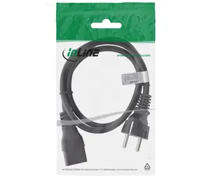 InLine napájecí kabel Schuko - C19 černá / Napájecí kabel / 2 m / CEE 7/7 - IEC C19 / 16 A