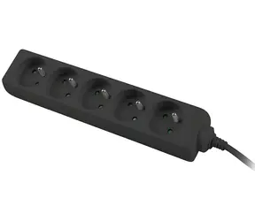 Konnoc DX-5F černá / Prodlužovací kabel / 5x zásuvka / 5 m / bez vypínače