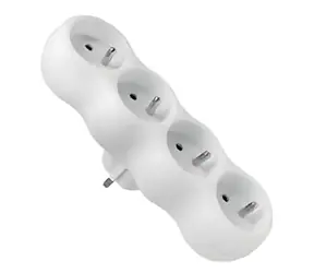 Konnoc DX-FB04 / Rozbočka / 4x kulatá zásuvka v řadě / 230 V / 4× 10 A / dětská ochrana