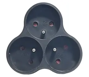 Konnoc DX-R3T černá / Rozbočka / 3x kulatá zásuvka / 250 V / 3×16 A / dětská ochrana