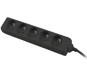 Konnoc DX-5F černá / Prodlužovací přívod / 5 zásuvek / 1,5 m / 230 V / bez vypínače
